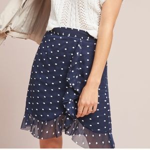 Anthropologie Ruffled Clip Dot Mini Skirt